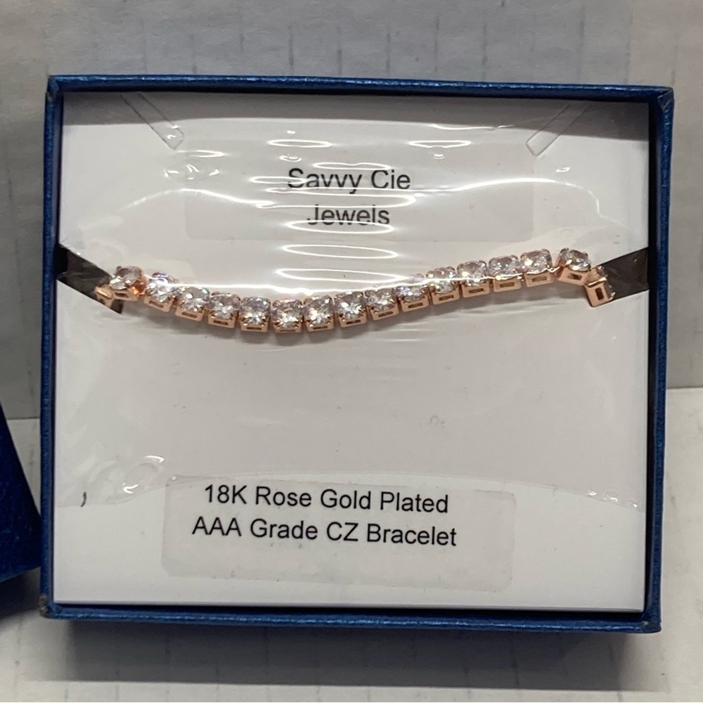 MSavvy Cie Jewels Sterling Silver 18K Rose Gold plated AAA Grade CZ bracelet - Picture 5 of 5
